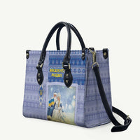 Ukraine Ded Moroz And Snegurochka Christmas Leather Bag With Wool Effect Patterns - Wonder Print Shop