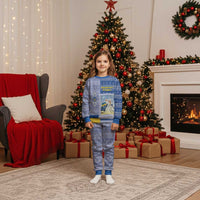 Ukraine Ded Moroz And Snegurochka Christmas Pajama Set With Wool Effect Patterns - Wonder Print Shop