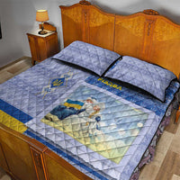 Ukraine Ded Moroz And Snegurochka Christmas Quilt Bed Set With Wool Effect Patterns - Wonder Print Shop