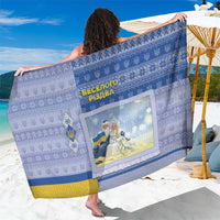 Ukraine Ded Moroz And Snegurochka Christmas Sarong With Wool Effect Patterns - Wonder Print Shop