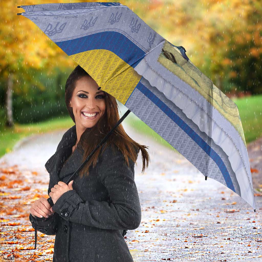 Ukraine Ded Moroz And Snegurochka Christmas Umbrella With Wool Effect Patterns - Wonder Print Shop