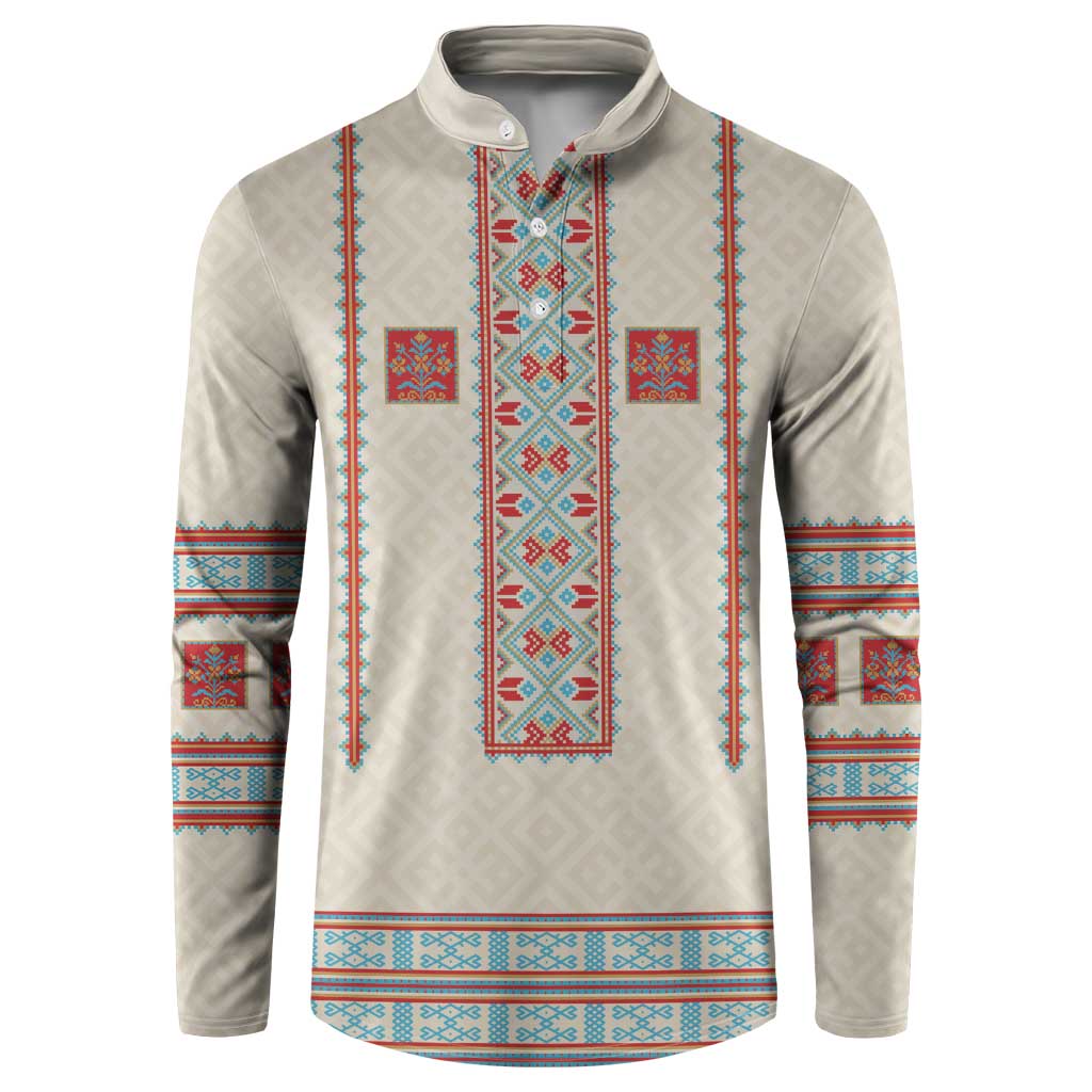Lithuanian National Costume Button Sweatshirt Traditional Folk Pattern - Wonder Print Shop