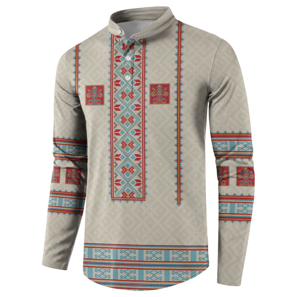 Lithuanian National Costume Button Sweatshirt Traditional Folk Pattern - Wonder Print Shop