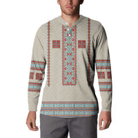 Lithuanian National Costume Button Sweatshirt Traditional Folk Pattern - Wonder Print Shop
