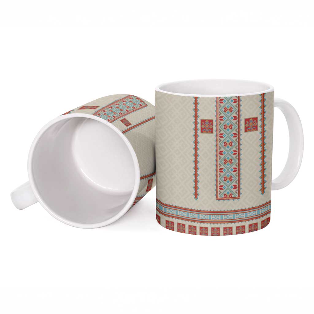Lithuanian National Costume Ceramic Mug Traditional Folk Pattern - Wonder Print Shop