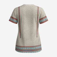 Lithuanian National Costume Scrub Top Traditional Folk Pattern - Wonder Print Shop
