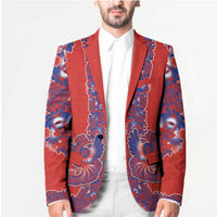 Red Russian National Costume Blazer Rooster Motifs Traditional Folk Pattern - Wonder Print Shop