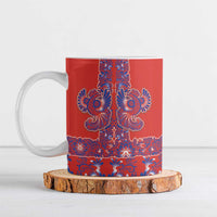 Red Russian National Costume Ceramic Mug Rooster Motifs Traditional Folk Pattern - Wonder Print Shop