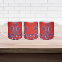 Red Russian National Costume Ceramic Mug Rooster Motifs Traditional Folk Pattern - Wonder Print Shop