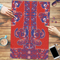 Red Russian National Costume Puzzle Rooster Motifs Traditional Folk Pattern - Wonder Print Shop