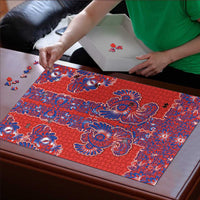 Red Russian National Costume Puzzle Rooster Motifs Traditional Folk Pattern - Wonder Print Shop