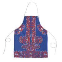 Blue Russian National Costume Apron Rooster Motifs Traditional Folk Pattern - Wonder Print Shop