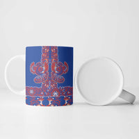 Blue Russian National Costume Ceramic Mug Rooster Motifs Traditional Folk Pattern - Wonder Print Shop