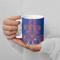 Blue Russian National Costume Ceramic Mug Rooster Motifs Traditional Folk Pattern - Wonder Print Shop
