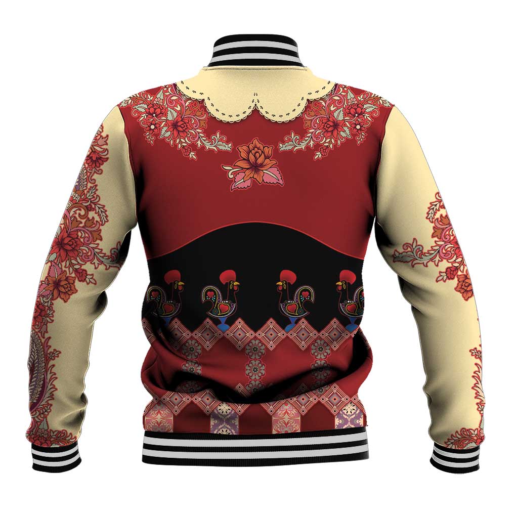 Portugal National Costume Baseball Jacket Barcelos Rooster Patterns - Wonder Print Shop