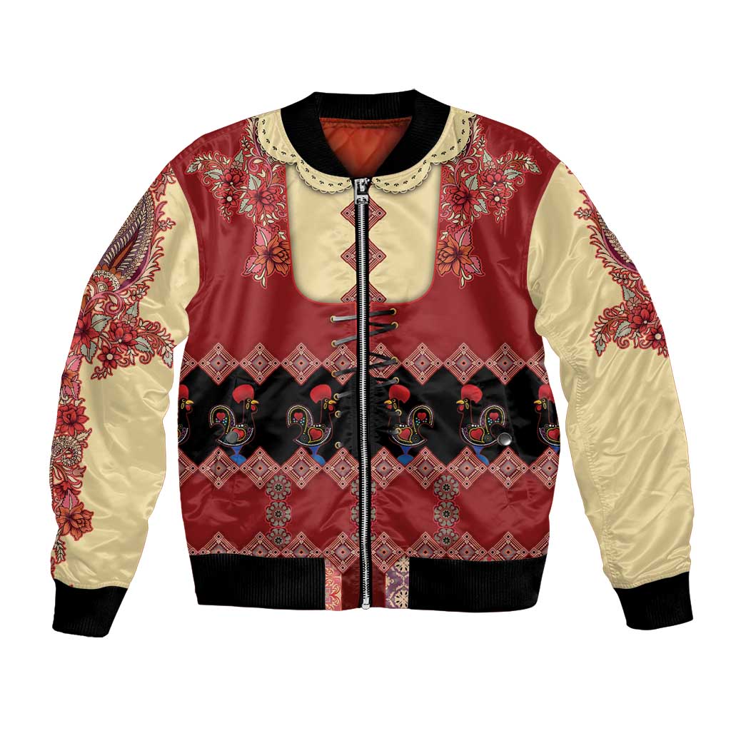 Portugal National Costume Bomber Jacket Barcelos Rooster Patterns - Wonder Print Shop