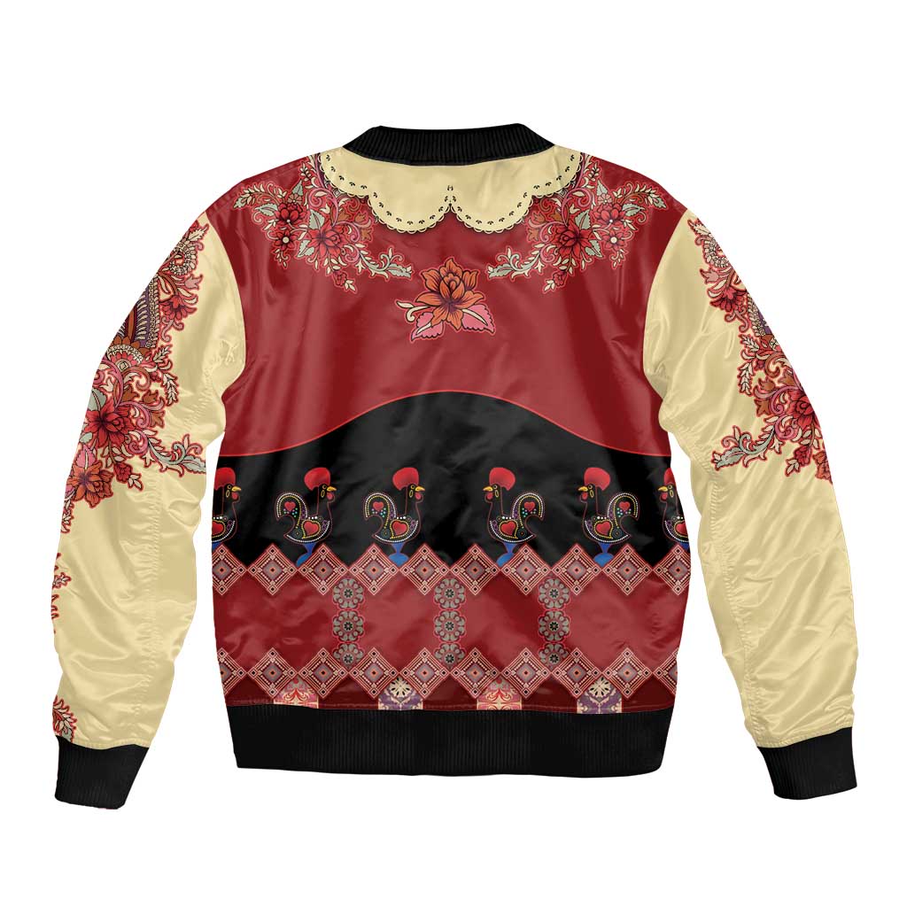 Portugal National Costume Bomber Jacket Barcelos Rooster Patterns - Wonder Print Shop