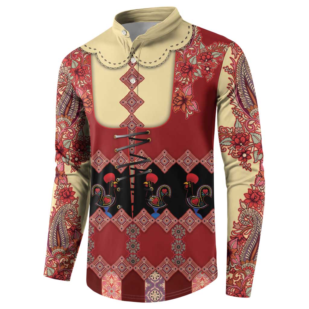 Portugal National Costume Button Sweatshirt Barcelos Rooster Patterns - Wonder Print Shop