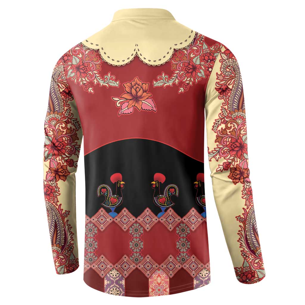 Portugal National Costume Button Sweatshirt Barcelos Rooster Patterns - Wonder Print Shop