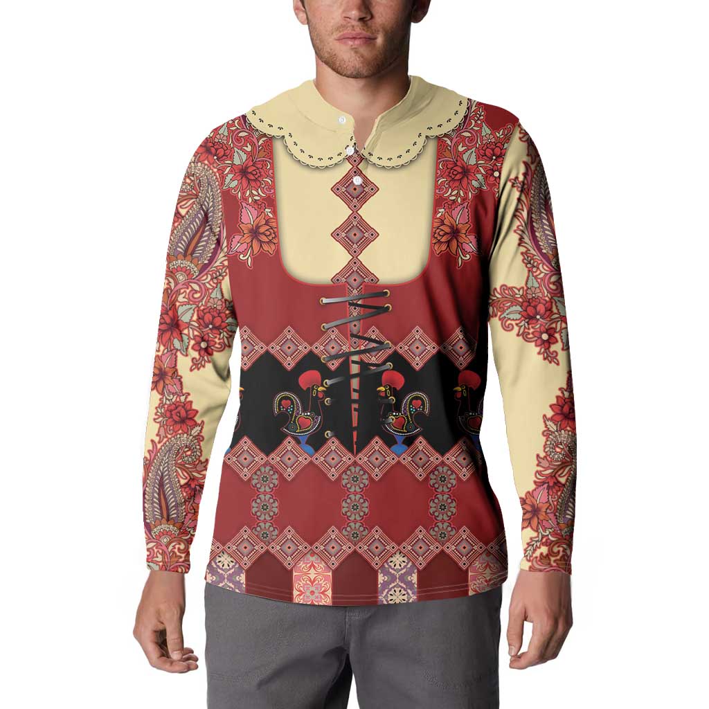 Portugal National Costume Button Sweatshirt Barcelos Rooster Patterns - Wonder Print Shop