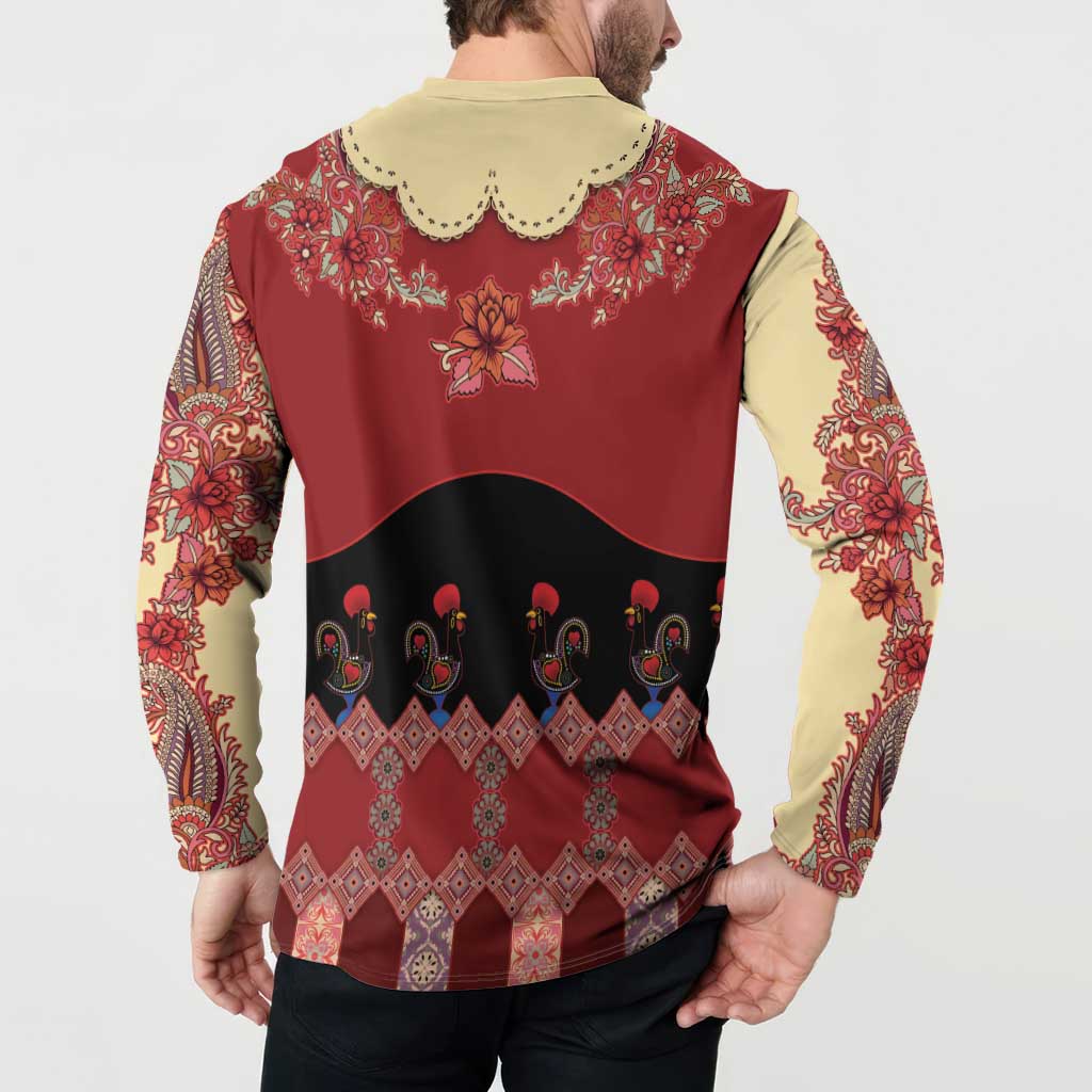 Portugal National Costume Button Sweatshirt Barcelos Rooster Patterns - Wonder Print Shop