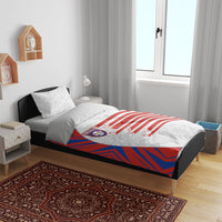 Paraguay Football Bedding Set Stripes Typography With Nanduti Flower Patterns