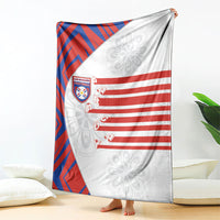 Paraguay Football Blanket Stripes Typography With Nanduti Flower Patterns