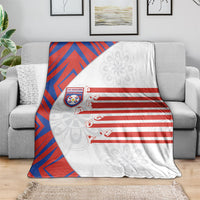 Paraguay Football Blanket Stripes Typography With Nanduti Flower Patterns