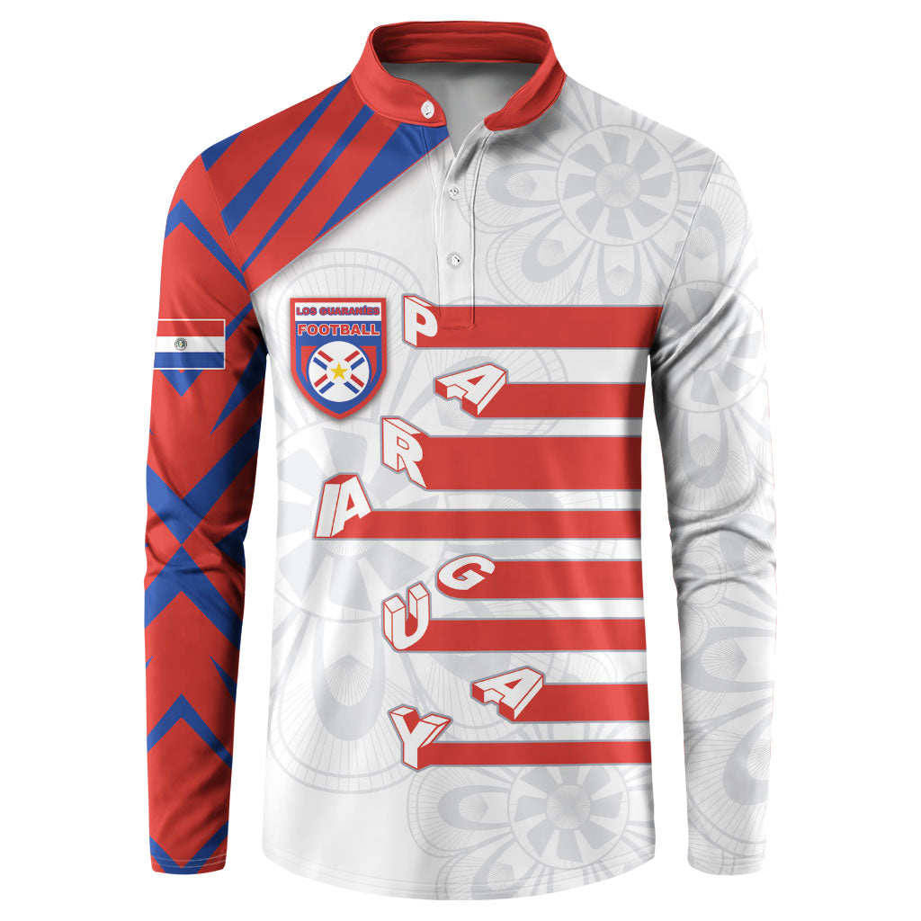 Custom Paraguay Football Button Sweatshirt Stripes Typography With Nanduti Flower Patterns