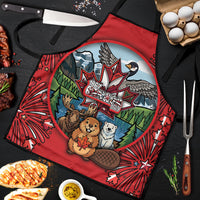 Happy Canada Day Apron Cute Wildlife Animals Maple Leaf