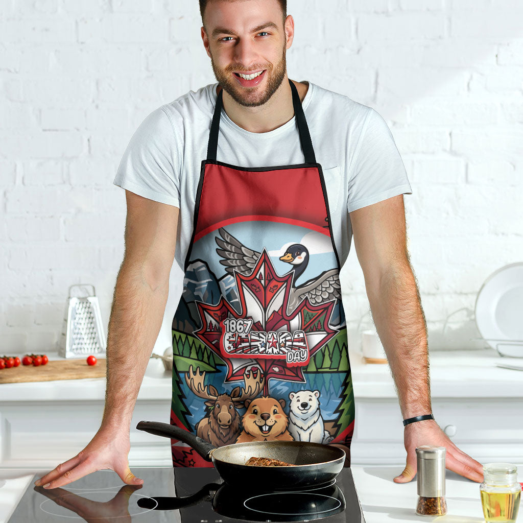 Happy Canada Day Apron Cute Wildlife Animals Maple Leaf