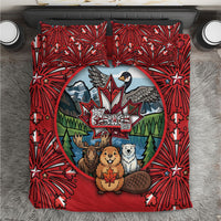 Happy Canada Day Bedding Set Cute Wildlife Animals Maple Leaf