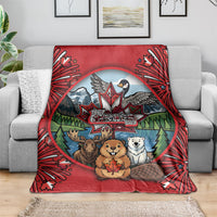 Happy Canada Day Blanket Cute Wildlife Animals Maple Leaf