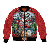Happy Canada Day Bomber Jacket Cute Wildlife Animals Maple Leaf