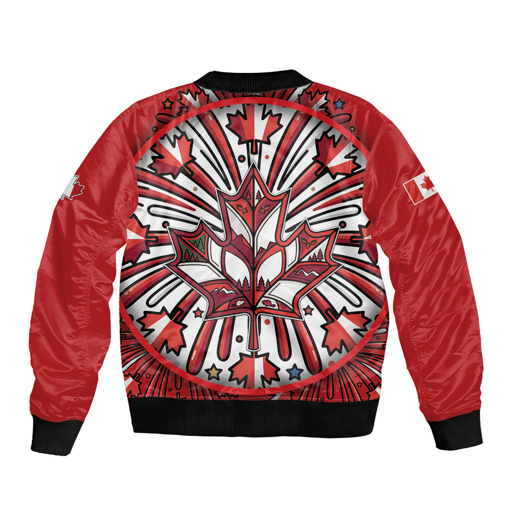 Happy Canada Day Bomber Jacket Cute Wildlife Animals Maple Leaf