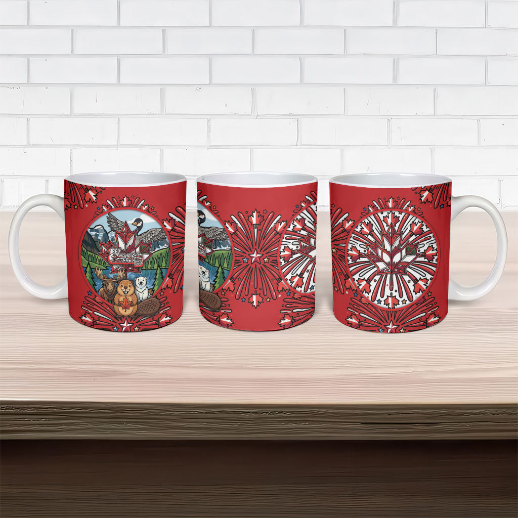 Happy Canada Day Ceramic Mug Cute Wildlife Animals Maple Leaf