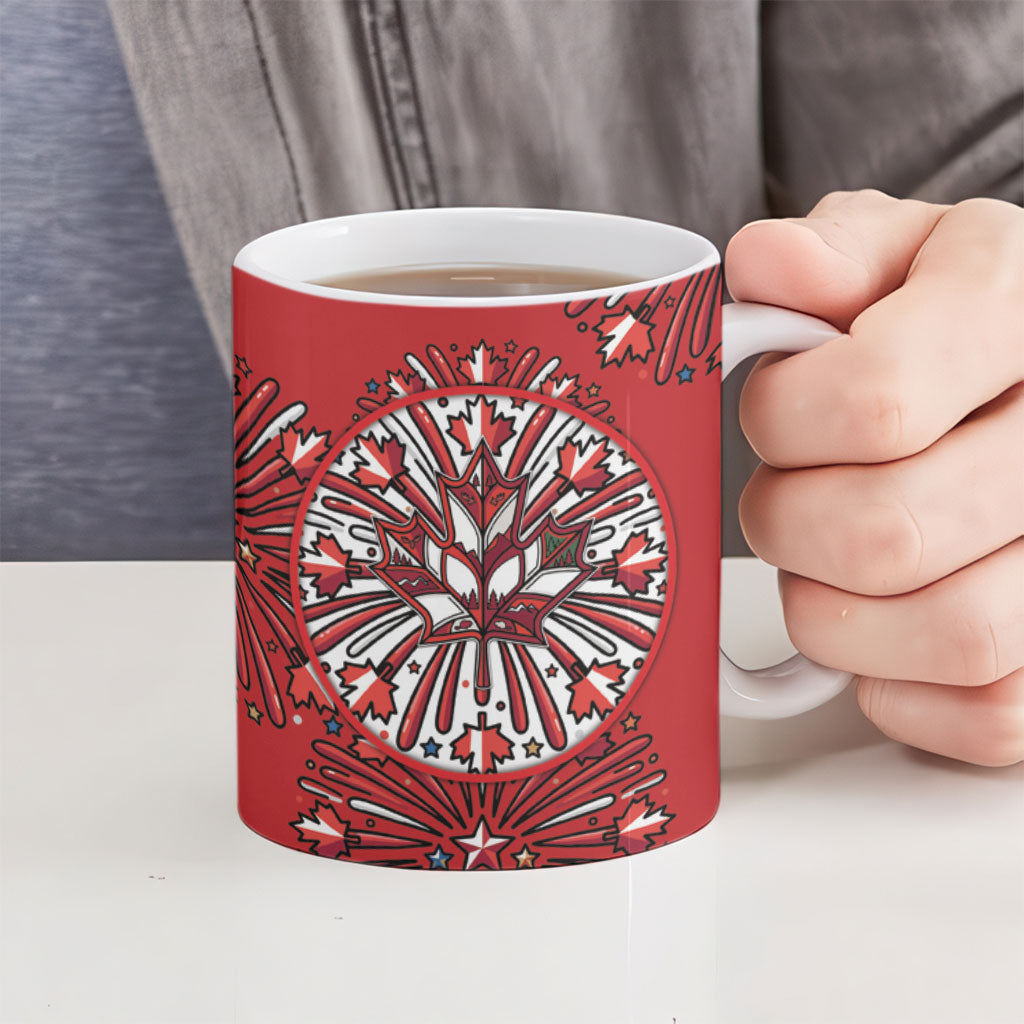 Happy Canada Day Ceramic Mug Cute Wildlife Animals Maple Leaf