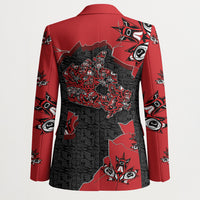 Canada National Indigenous Peoples Day Blazer Red Map Haida Totem Patterns