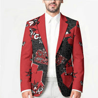 Canada National Indigenous Peoples Day Blazer Red Map Haida Totem Patterns
