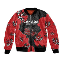 Canada National Indigenous Peoples Day Bomber Jacket Red Map Haida Totem Patterns