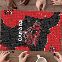 Canada National Indigenous Peoples Day Puzzle Red Map Haida Totem Patterns