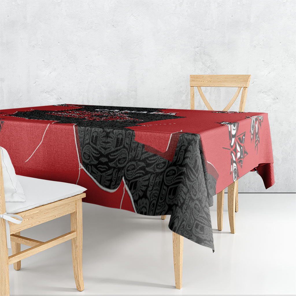Canada National Indigenous Peoples Day Tablecloth Red Map Haida Totem Patterns