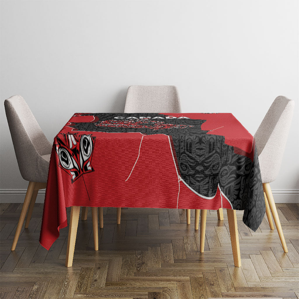 Canada National Indigenous Peoples Day Tablecloth Red Map Haida Totem Patterns