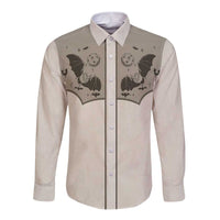 Western Gothic Yoke Long Sleeve Button Shirt Bat And Stars - Wonder Print Shop