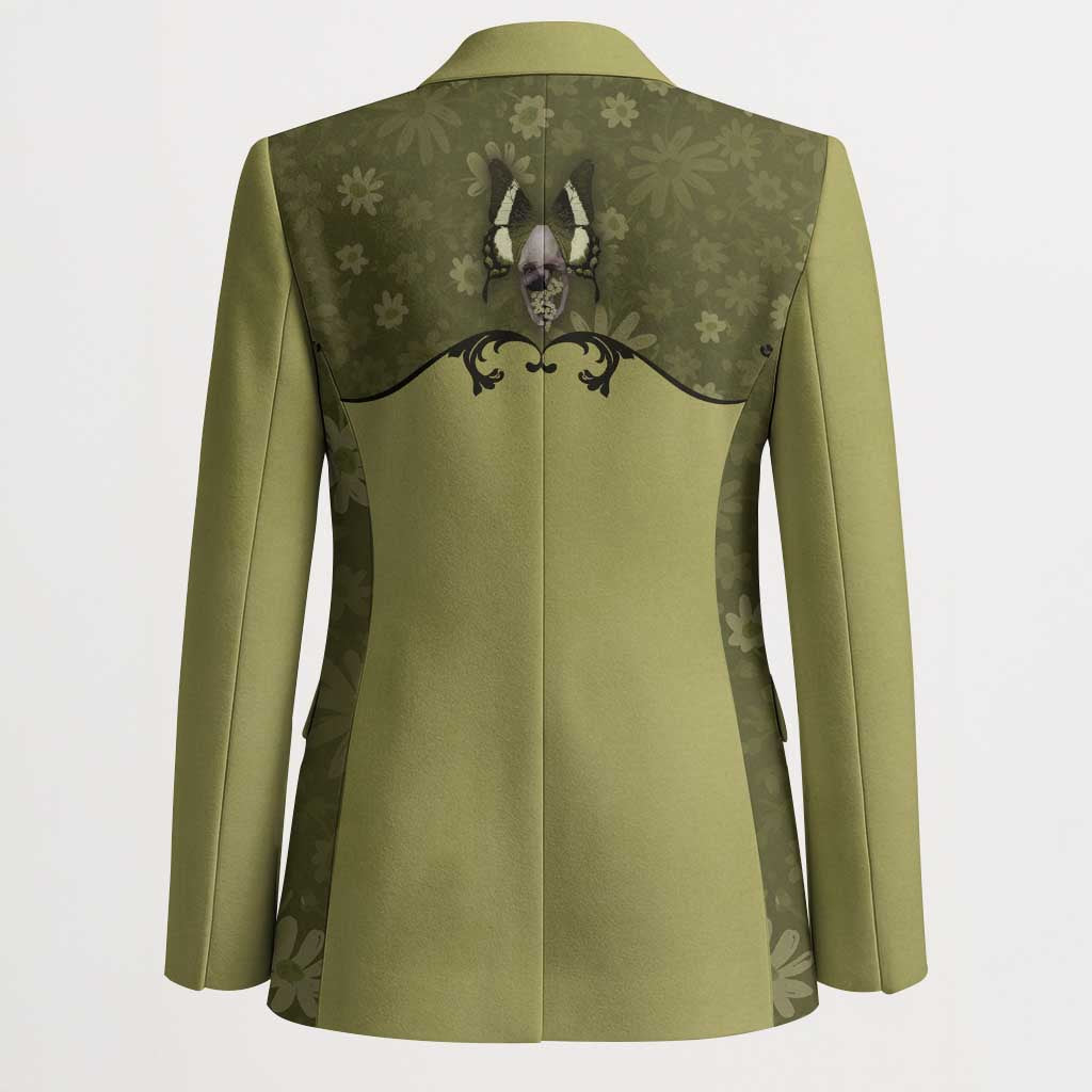 Western Gothic Yoke Blazer Retro Butterfly With Daisy Garden - Wonder Print Shop