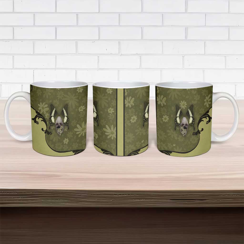 Western Gothic Yoke Ceramic Mug Retro Butterfly With Daisy Garden - Wonder Print Shop