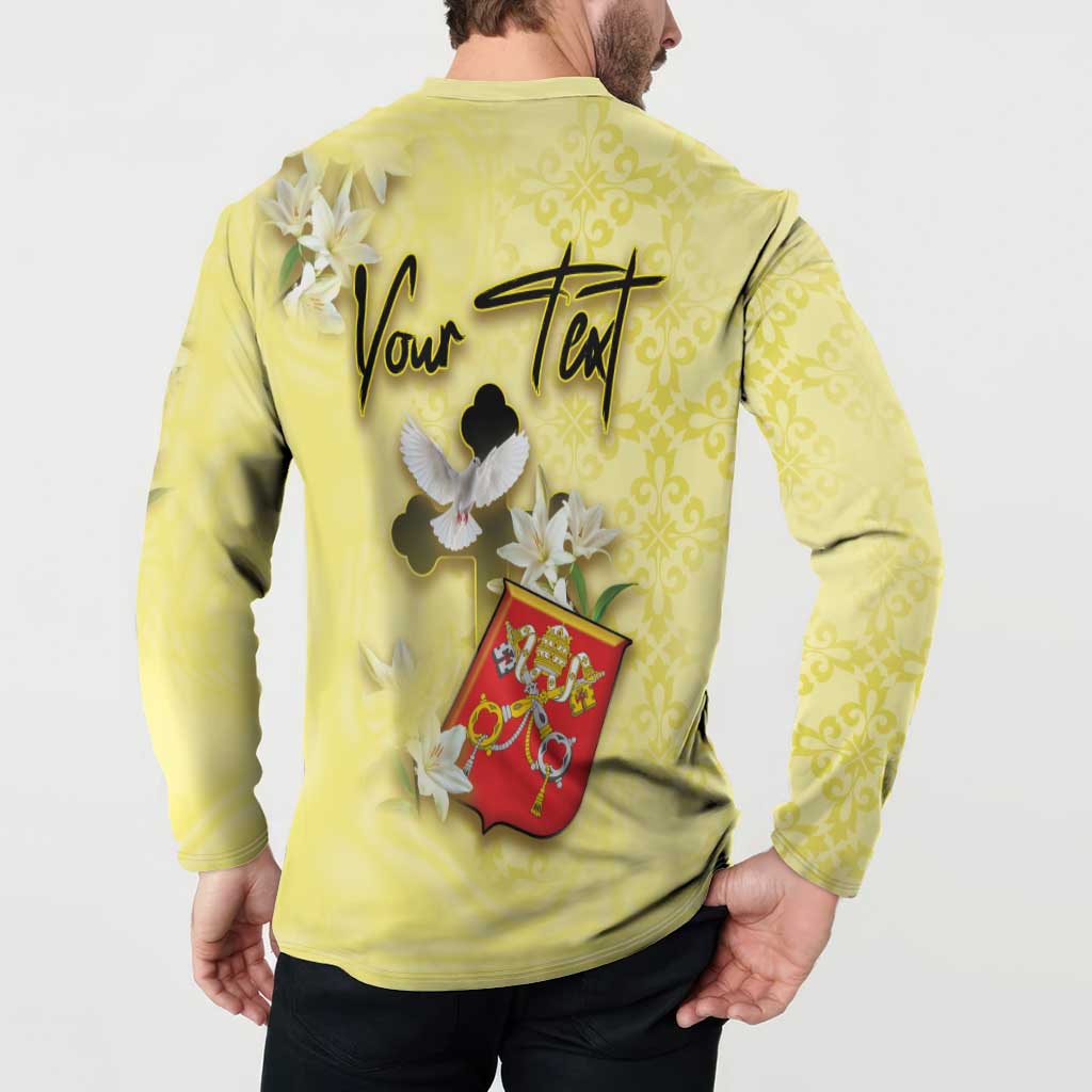 Personalized Vatican City Button Sweatshirt Coat Of Arms With Dove Bird - Wonder Print Shop