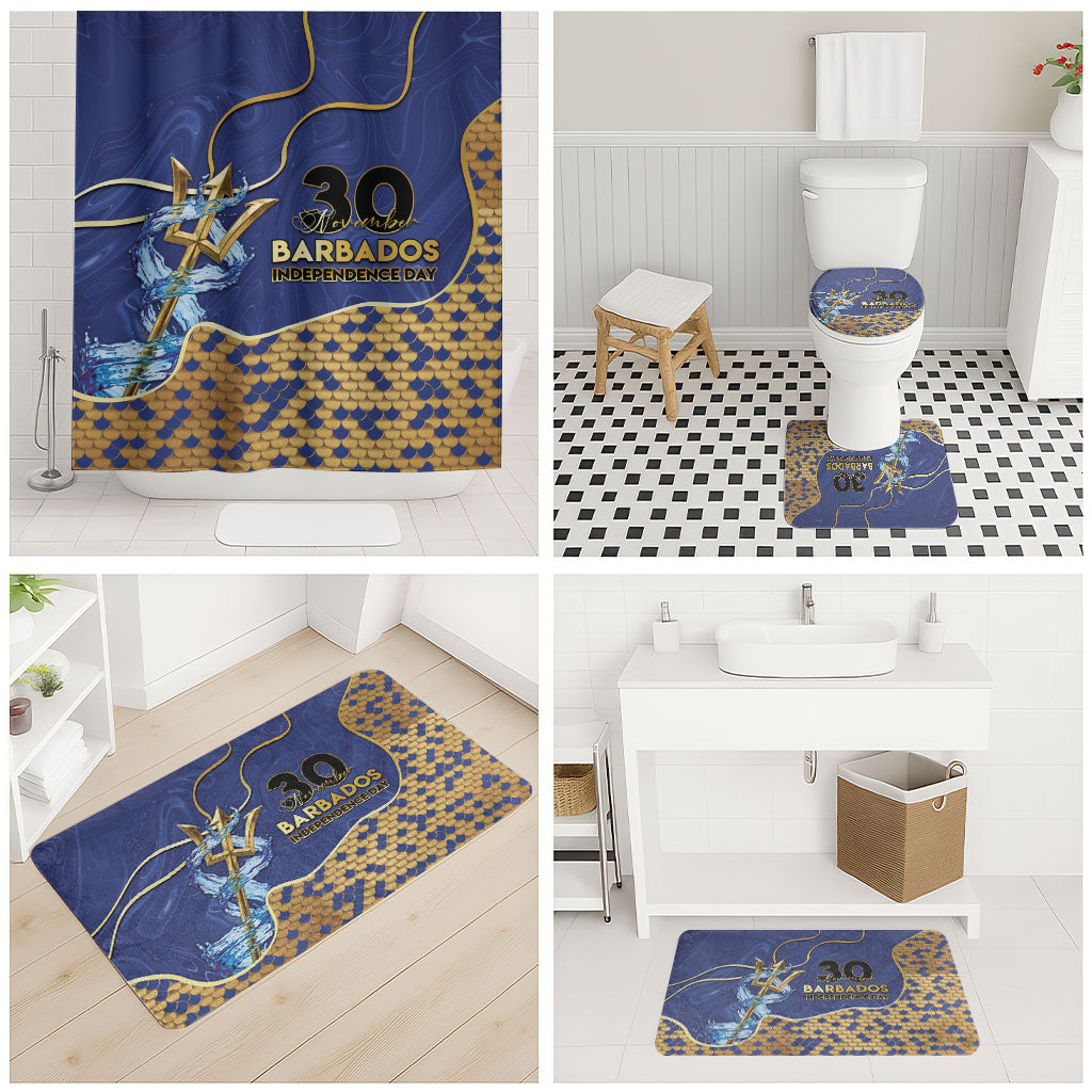Barbados Independence Day Bathroom Set Golden Trident Wave Scales