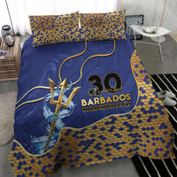 Barbados Independence Day Bedding Set Golden Trident Wave Scales