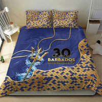 Barbados Independence Day Bedding Set Golden Trident Wave Scales